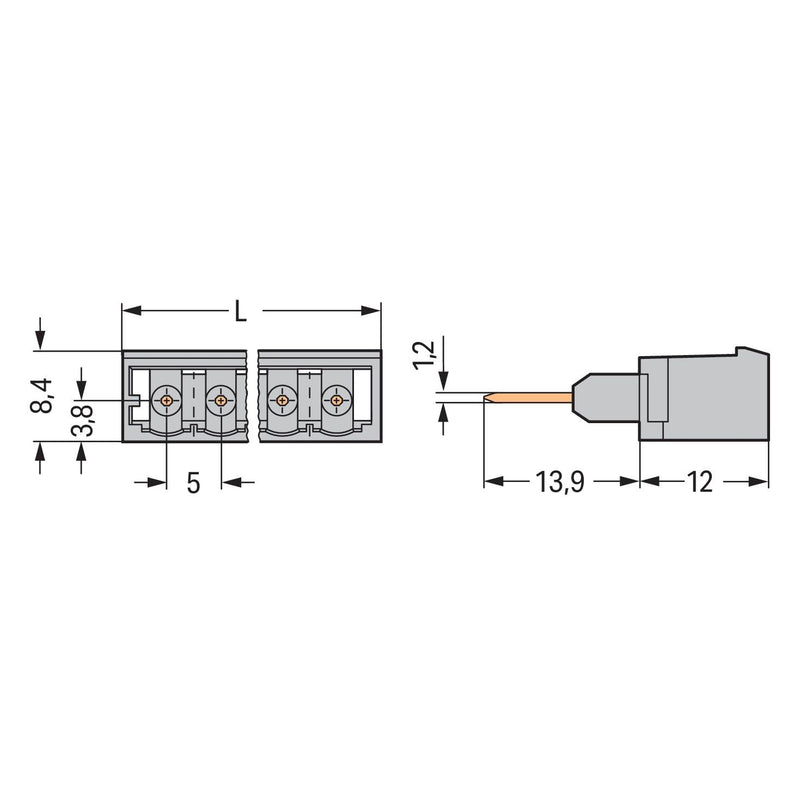 WAGO - Ein- und mehrpolige Klemmenleiste Stiftleiste 231-169/003-000 Reihenklemme − 100 Stück
