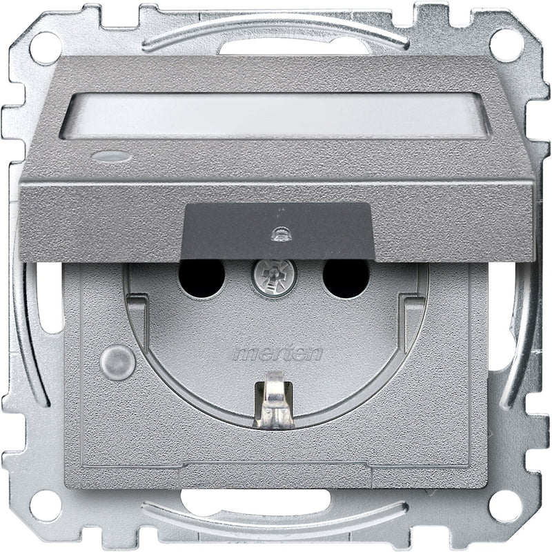 Merten - Steckdose SCHUKO-Steckdose alu MEG2313-0460 Klappd.Li.Schrift