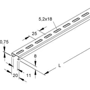 Niedax - Stiel/Profilschiene Reihenschiene 2910/2 VL − 2 Meter