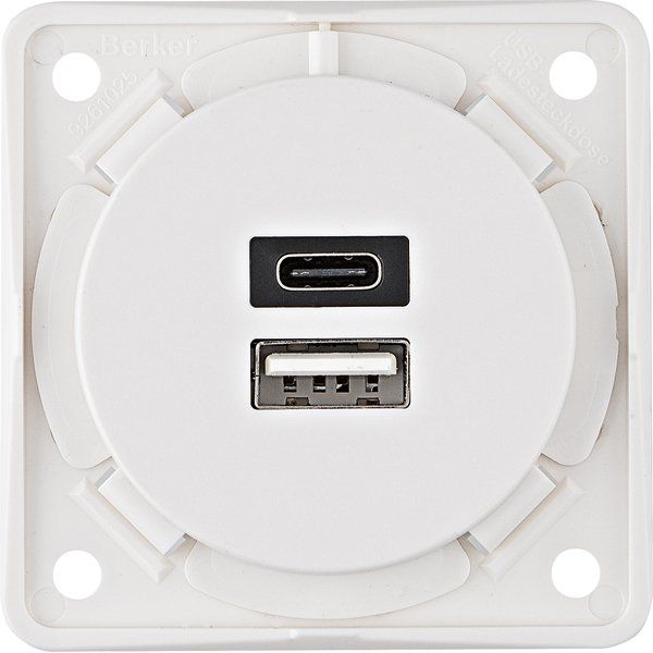 Berker - USB-Spannungsversorgung USB Ladesteckdose 926202509 230V,2fach,3A,A+C