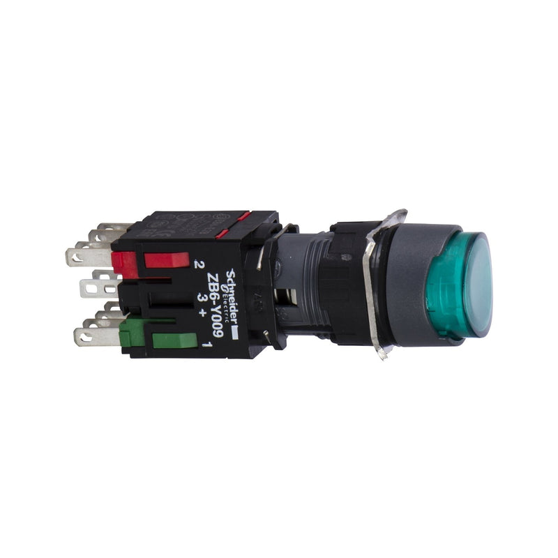 Schneider Electric - Drucktaster, Komplettgerät Leuchtdrucktaster, grün XB6AE3B1B o. Rastung, 24V, 1S