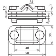 DEHN - Trennklemme für Blitzschutz Zweimetall UNI-Trennklemme ZMTK810FL30CUSTTZN Cu-St/tZn Rd8-10Fl30