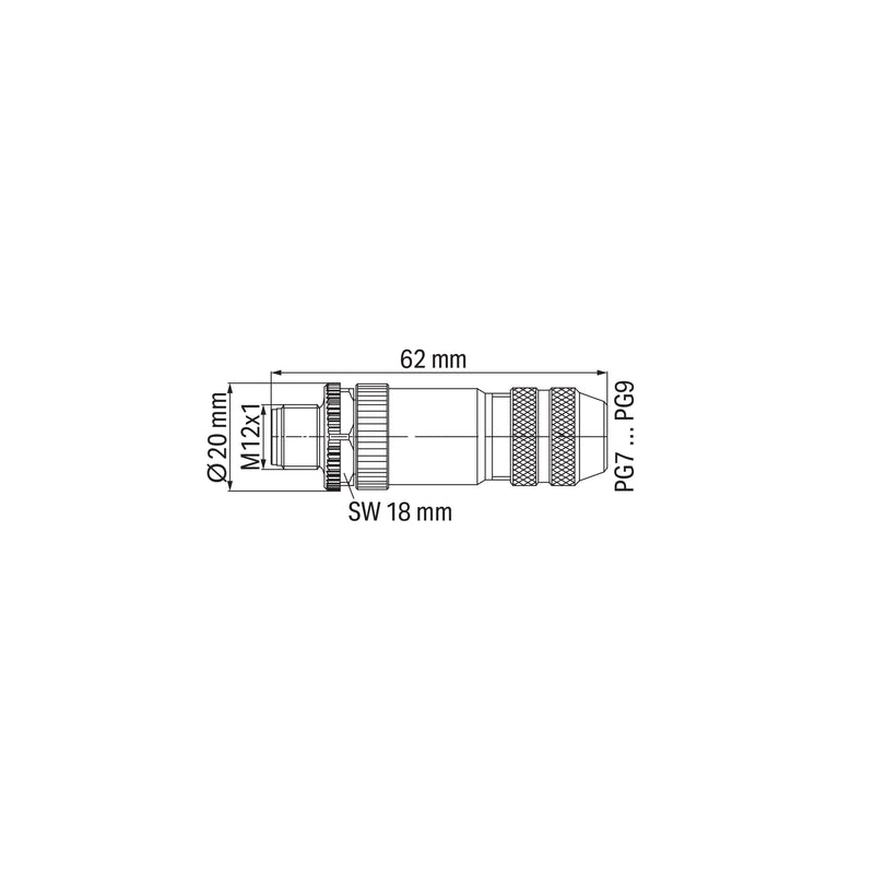 WAGO - Zubehör/Ersatzteile für Steuerungen M12-Stecker axial 5-polig 756-9207/060-000 axial,5-polig