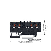 WAGO - Durchgangs-Reihenklemme 4-Leiter-Durchgangsklemme 2201-1405 1,5 mm²,schwarz − 100 Stück