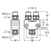 Turck - Passiver Sensor-/Aktor-Verteiler (mit Leitung) Zweifachverteiler VB2-FKM5- #6936821  − 1 Stück