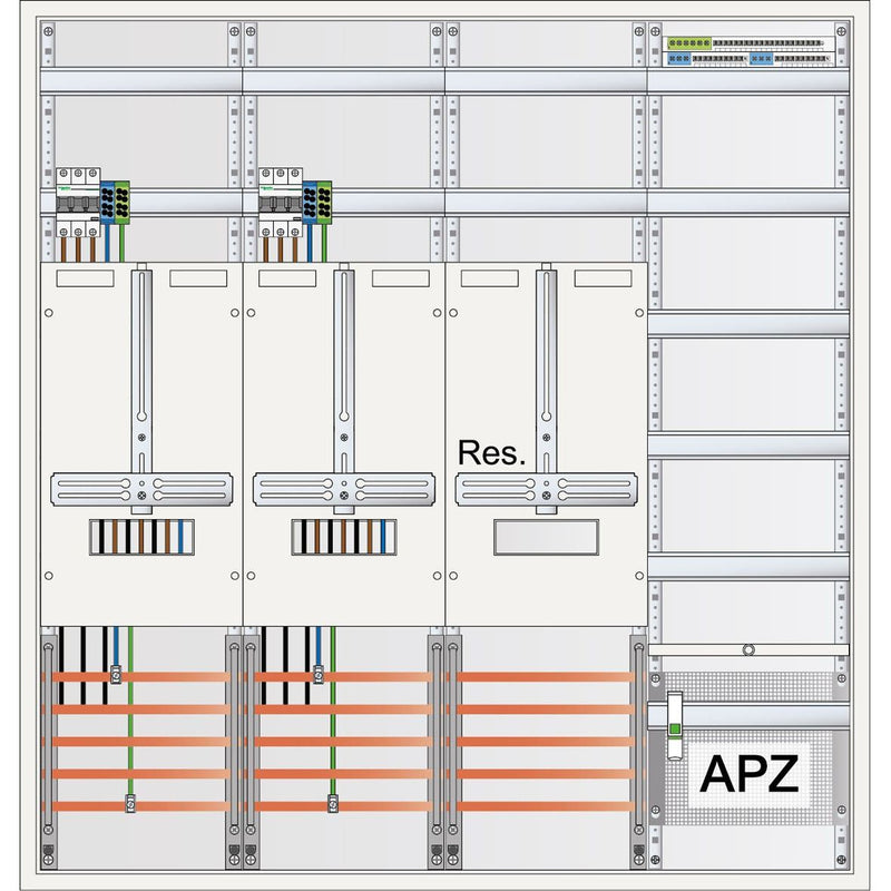 ABN - Zähler-Komplettschrank Zählerschrank S47ZA221 3Pkt 2Z 1R 1V 1APZ
