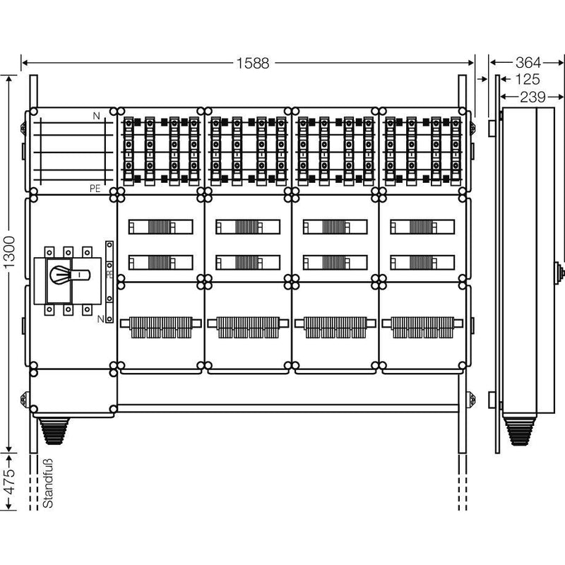 Hensel - Verteilerschrank für Energieversorgung Ladeverteiler Mi EV 22kW 16100 f.16 Ladep. a 22kW