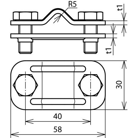 DEHN - Trennklemme für Blitzschutz UNI-Trennklemme NIRO UTK 8.10 FL30 V2A f. Rd 8-10/Fl 30mm