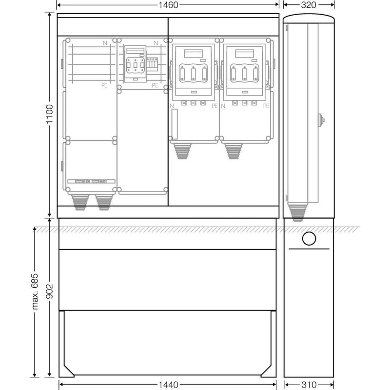 Hensel - Verteilerschrank für Energieversorgung Ladeverteiler Mi EV 140kW 2011 f.2 Abgänge a 140kW