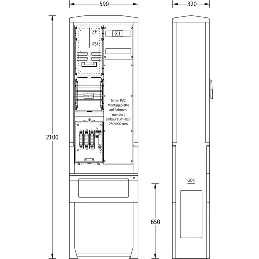 uesa - Zähler-Komplettschrank Zähleranschlusssäule ZASS11MP Thü.Energie 2100x590x320mm