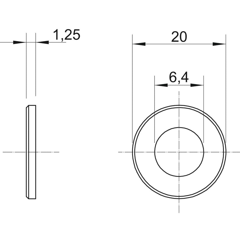 OBO Bettermann - Unterlegscheibe Großflächenscheibe WS M6 G20 G M6,d:20mm, St, G − 100 Stück