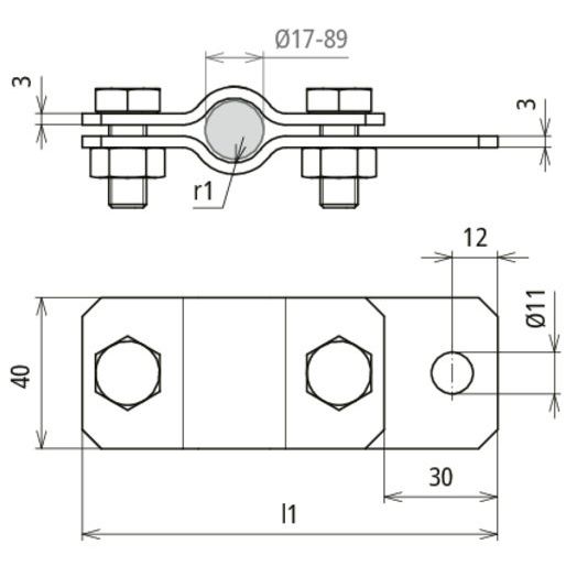 DEHN - Erdungsrohrschelle 410 012 D 21,3mm St/tZn