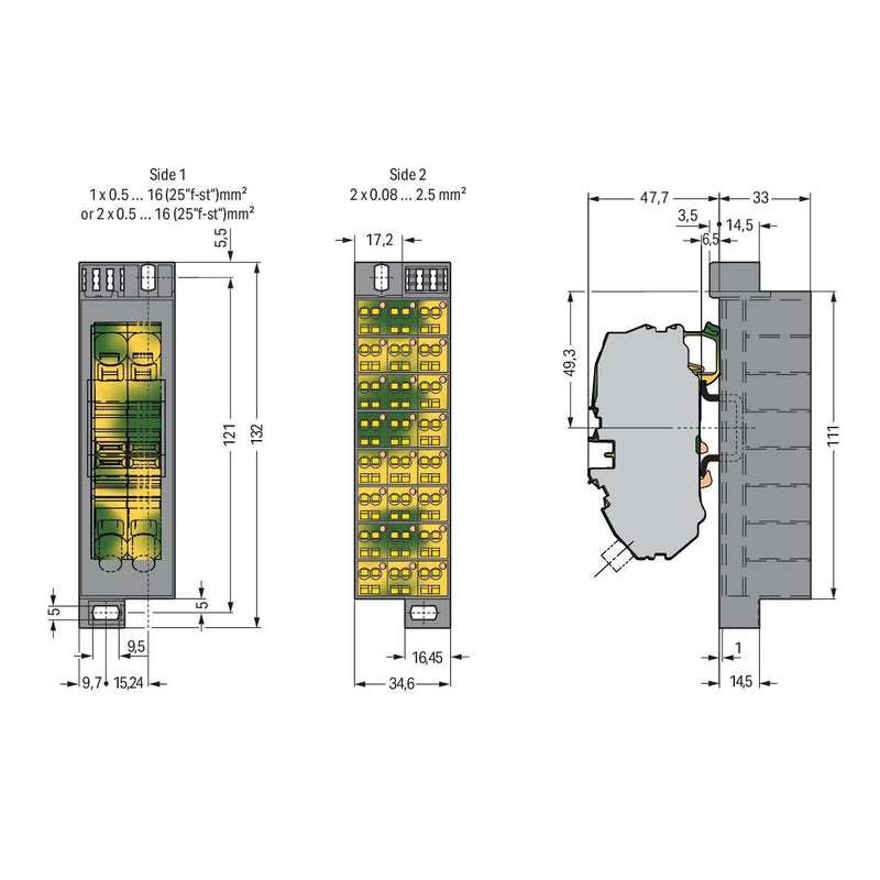 WAGO - Feldbus, Dez. Peripherie - Kommunikations-Modul PotentialblockAufdruck1-24 726-672 dunkelgrau