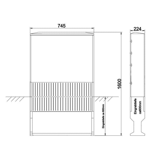 GSAB Elektrotechnik - Gehäuse/Schaltschrank (leer) Flachschränke 1F1600 1600x745x226mm