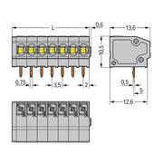 WAGO - Leiterplattenklemme 805-360 Drücker,1,5mm²,grau − 30 Stück