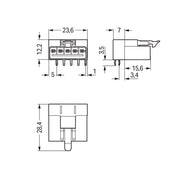 WAGO - Leiterplattensteckverbinder Stecker für Leiterplatten 890-3115/011-000 5-polig,blau − 100 Stück