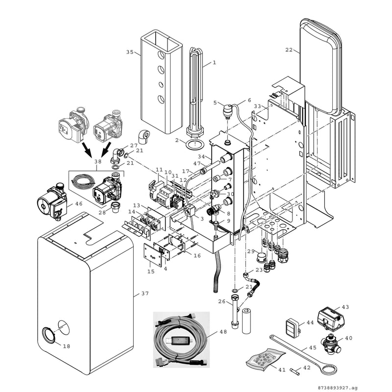 Bosch Thermotechnik - Elektrischer Heizkessel Elektro-Heizkessel wandh. TH350012 12kW, 3-stufig