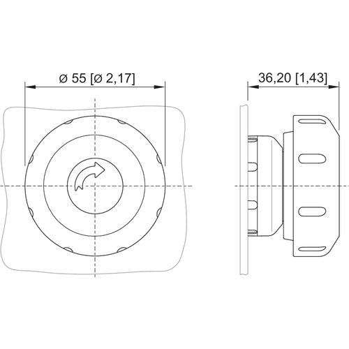 Stahl - Frontelement für Pilztaster Pilzsperrtaster 8602C3-015-S 55 mm
