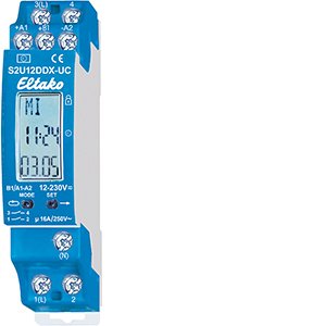 Eltako - Verteilerschaltuhr digital Schaltuhr 2-Kanal S2U12DDX-UC 16A 250VAC 1+1S