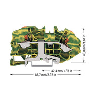WAGO - Durchgangs-Reihenklemme 2-Leiter-Schutzleiterkle. 2216-7607 Drücker,16mm²,gn-ge