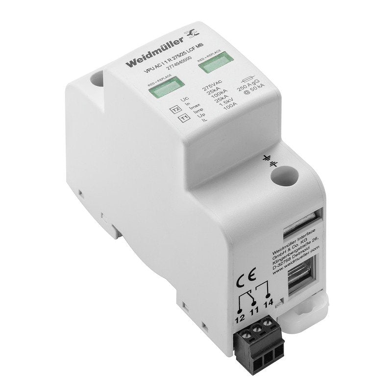 Weidmüller - Überspannungsableiter für Energietechnik/Stromversorgung Überspannungsableiter VPUACI1R275/25LCFMB Leckstromfrei