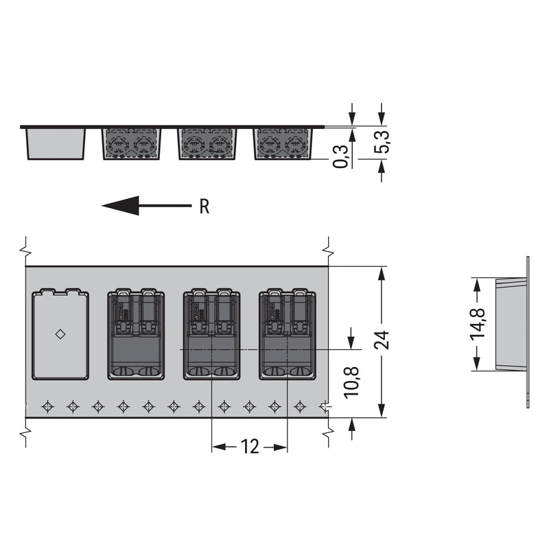 WAGO - Ein- und mehrpolige Klemmenleiste SMD-Leiterplattenklemme 2060-472/998-404 0,75 mm²,schwarz − 9000 Stück
