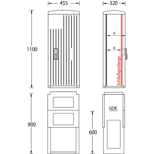 uesa - Gehäuse/Schaltschrank (leer) Leerschrank IP44 A060-1100 1100x455x320mm