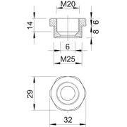 OBO Bettermann - Erweiterungs-/Reduzierring Reduktion 107 R M25-20 PA Iso,lgr