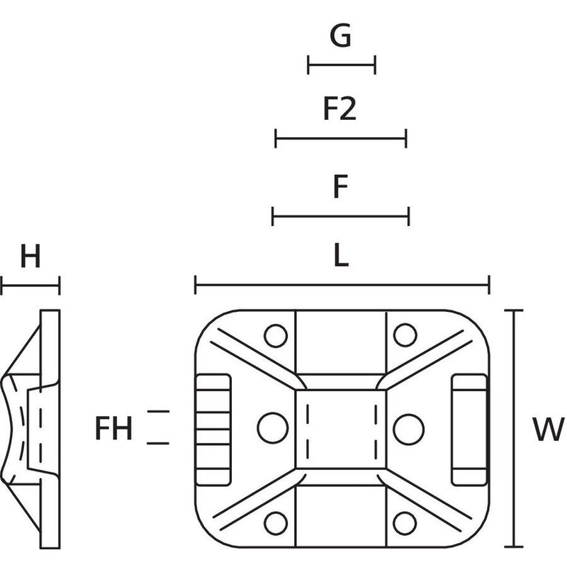 HellermannTyton - Befestigungssockel und -element für Kabelbinder Klebesockel TY8G1S-W-C1 − 100 Stück