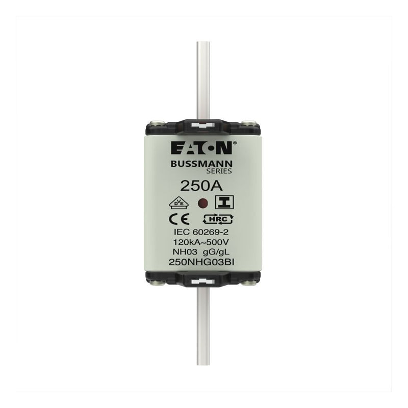 Eaton - Messersicherung Sicherungseinsatz Nieders. 250NHG03BI 250A AC 500V 120kA − 3 Stück