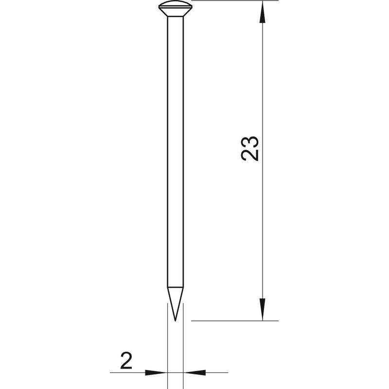 OBO Bettermann - Nagel Stahlnadel gehärtet 362 23 BK 2x23mm Stahl blank − 100 Stück