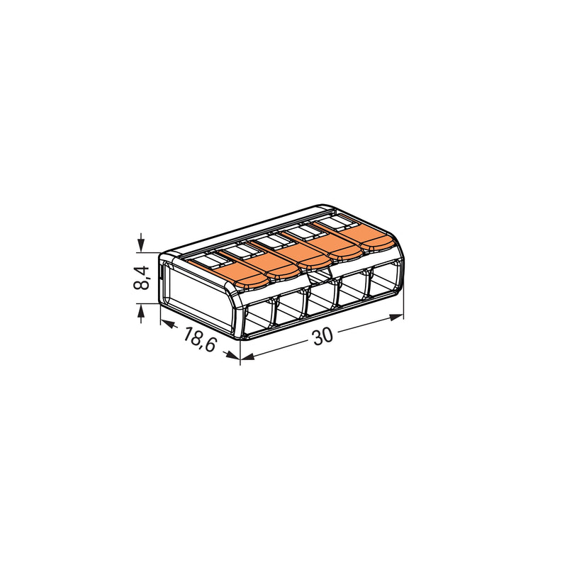 WAGO - Steckklemme Compact-Verbindungsklemme 221-415 5-Leiter bis 4qmm − 25 Stück