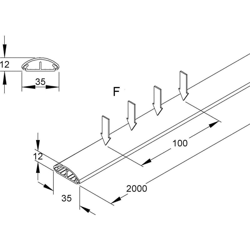 HKL - Aufboden-Leitungsführungskanal Kanal br BDK1035.5 − 48 Meter