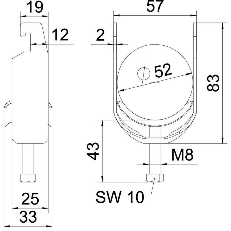 OBO Bettermann - Bügelschelle BS-U1-M-52 A4 46-52mm − 25 Stück