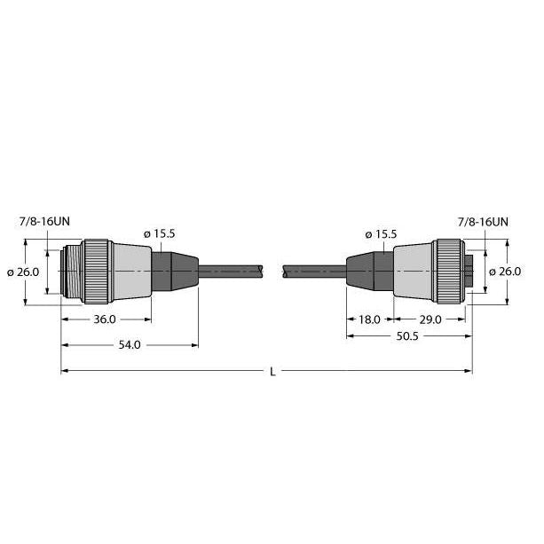 Turck - Rundsteckverbinder, feldkonfektionierbar (Industriesteckverbinder) Versorgungsleitung RSM RKM 30-2M PVC