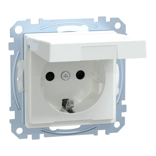 Merten - Steckdose SCHUKO-Steckdose aws/gl MEG2414-0325 m.Klappdeckel IP44