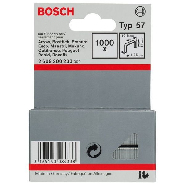 Bosch - Heftklammer Flachdrahtklammer Typ 57, 2609200233 10,6 x 1,25 x 14 mm