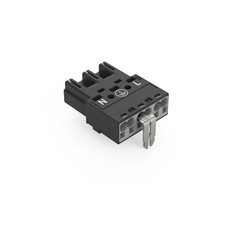 WAGO - Steckverbinder für steckbare Gebäudeinstallation Stecker m. PE-Direktkontat 770-213/002-000 3-polig,schwarz − 100 Stück