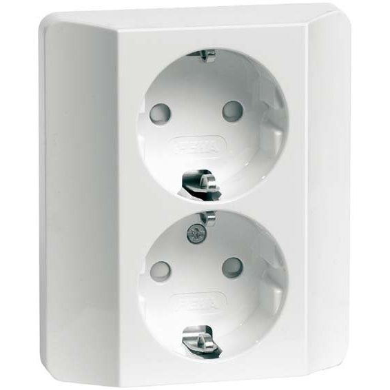 Peha - Schalter-/Steckdosenkombination Steckdose SCHUKO D 80.6512 SI W 2f,erh.Berührs., ws