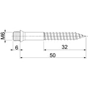 OBO Bettermann - Holz-/Spanplattenschraube Stockschraube HST 6x50 GA M6 für Holzbauteile − 100 Stück