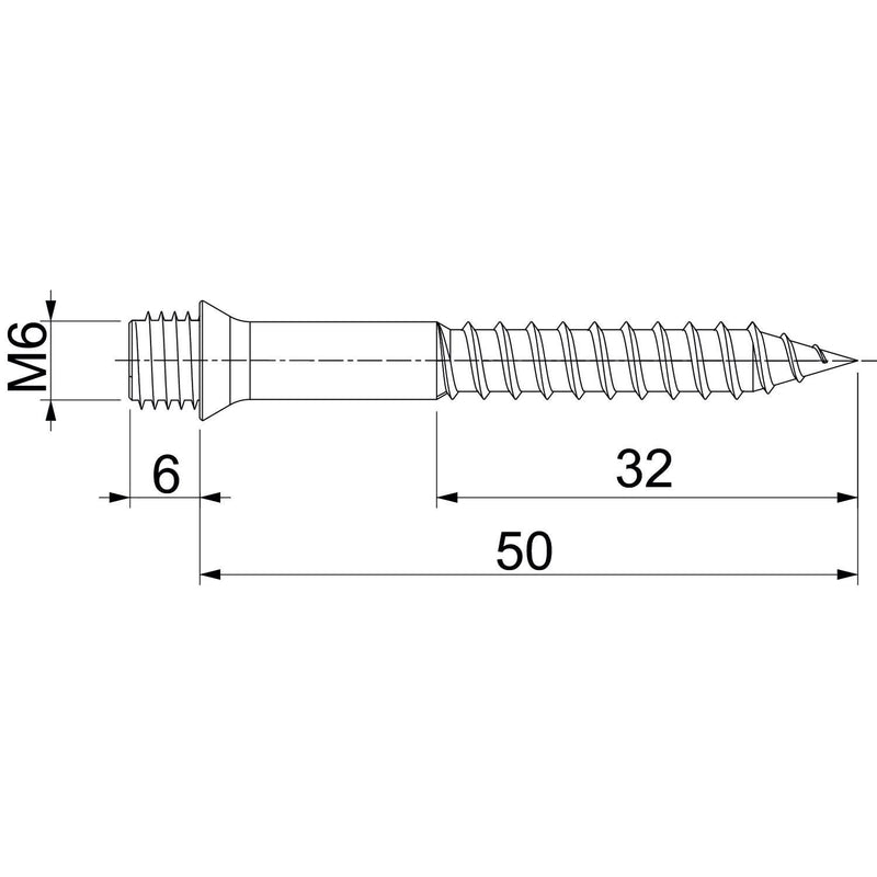 OBO Bettermann - Holz-/Spanplattenschraube Stockschraube HST 6x50 GA M6 für Holzbauteile − 100 Stück