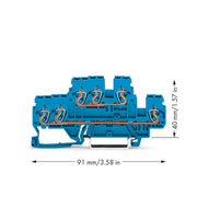WAGO - Durchgangs-Reihenklemme Doppelstockklemme 870-534 0,08-2,5/4qmm bl N/N − 50 Stück
