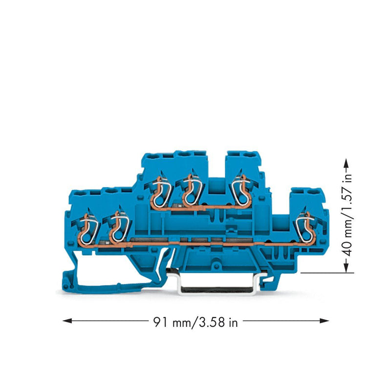 WAGO - Durchgangs-Reihenklemme Doppelstockklemme 870-534 0,08-2,5/4qmm bl N/N − 50 Stück