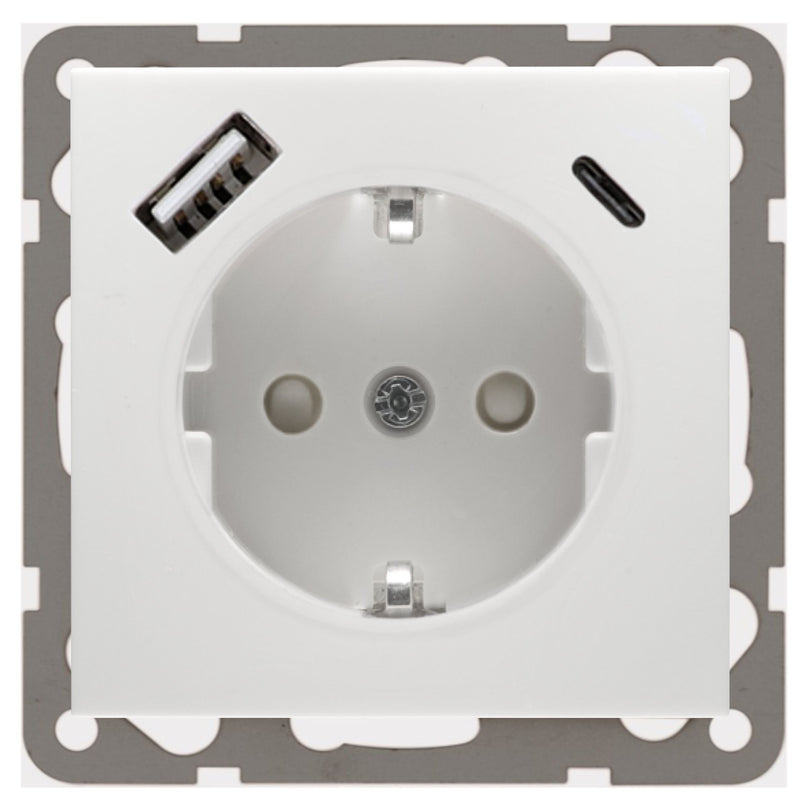Peha - Elektronik-Gerät für Installationsschalterprogramme Steckdose mit USB D 6511.70 SI USB CA Ladegerät alu − 100 Stück