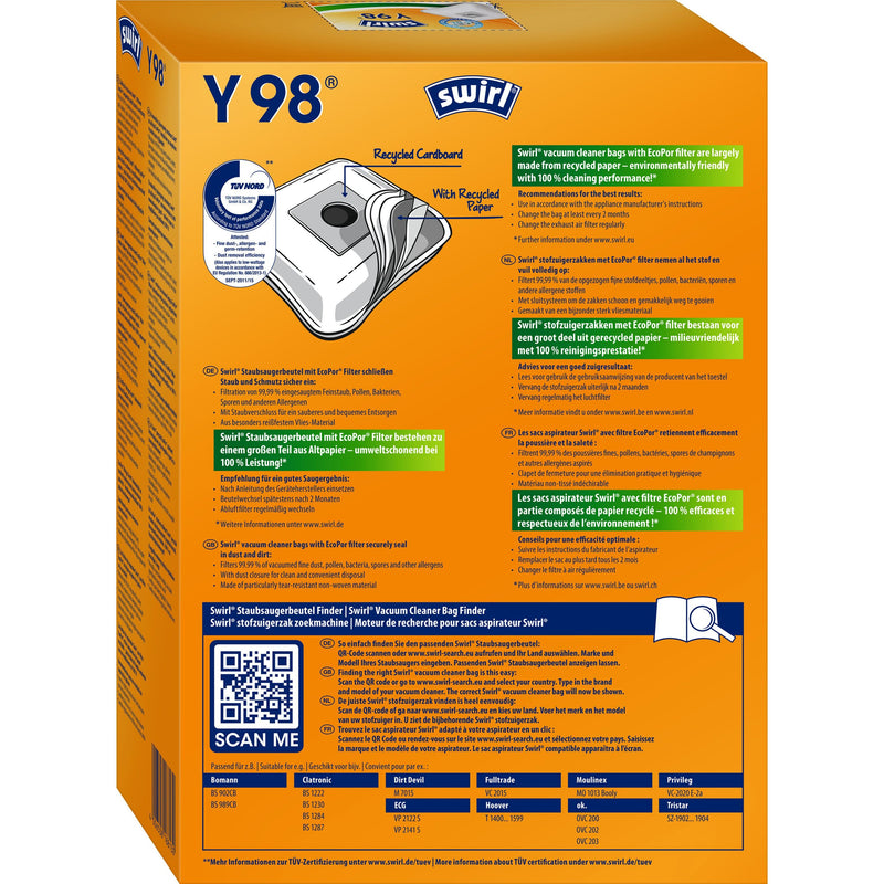 Swirl - Zubehör/Ersatzteile für Bodenpflege Staubbeutel Y 98 EcoPor VE4 für übrige Marken