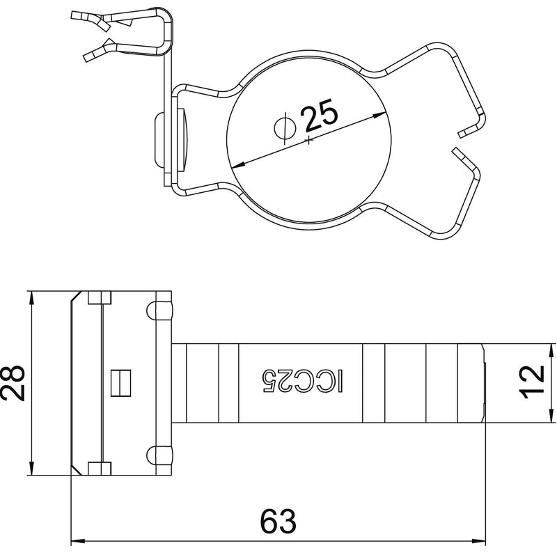 OBO Bettermann - Befestigungsklammer Trägerklammer SCHPC 1,5-4 D25 m.Rohraufna. 20-25mm − 50 Stück