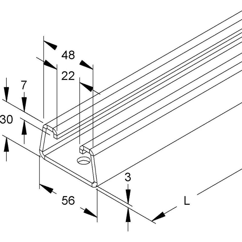 Niedax - Stiel/Profilschiene Ankerschiene 2995/2 BO − 10 Meter