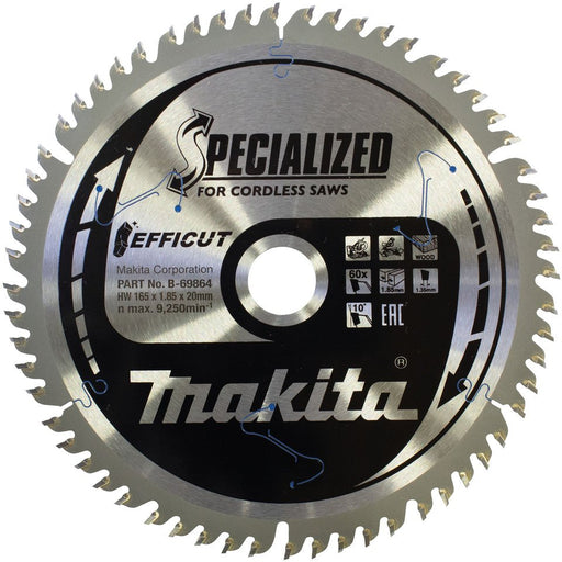 Makita - Säbelsägeblatt EFFICUT Sägeblatt B-69864 165x20mm, 60 Zähne