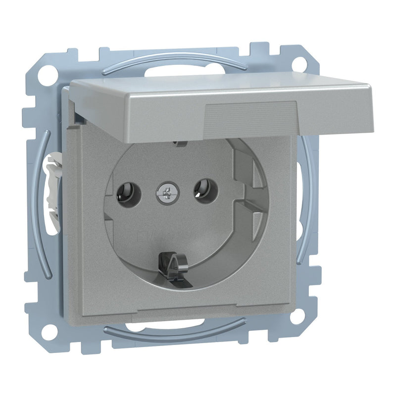 Merten - Steckdose SCHUKO-Steckdose alu MEG2310-0460 Klappdeckel