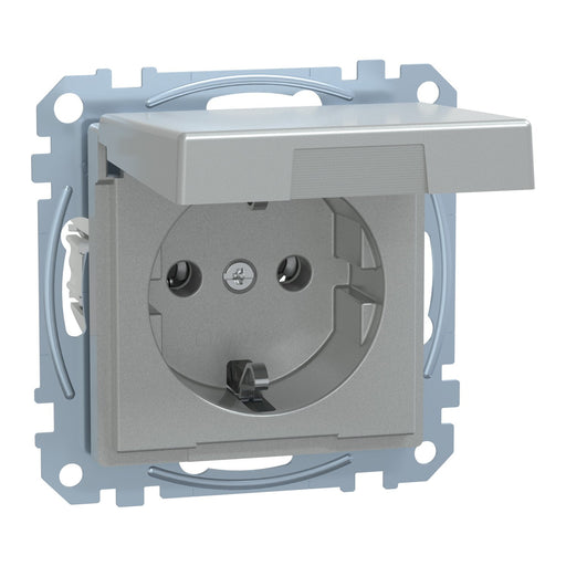 Merten - Steckdose SCHUKO-Steckdose alu MEG2310-0460 Klappdeckel